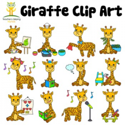 34 Giraffe clip art images in educational settings - Color and B&W