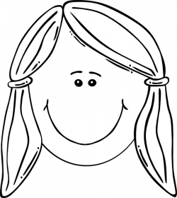 Smiling Girl Face Balck & White Clip Art at Clker.com - vector clip ...