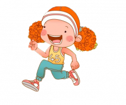 Dog Running Clip art - He is running cartoon girl with curly hair ...