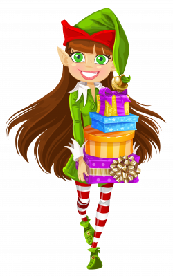 Christmas Girl Elf with Gifts PNG Picture | Gallery Yopriceville ...