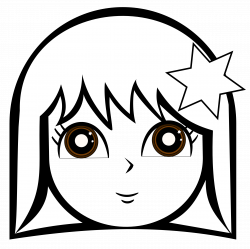 Girl head clipart black and white
