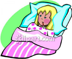 Girl With Thermometer In Her Mouth - Royalty Free Clipart ...