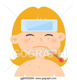 EPS Vector - Little girl sick with high fever. Stock Clipart ...