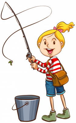 A girl fishing on white background - Nohat