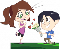 Clipart - Boy Giving Flowers To Girl