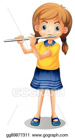 Vector Clipart - Girl playing flute alone. Vector ...