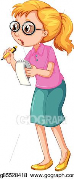 Vector Stock - Female journalist taking notes. Clipart ...