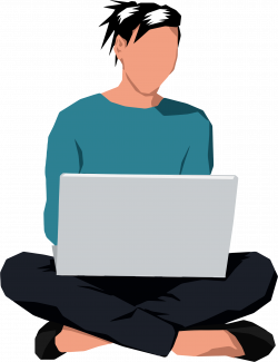 Clipart - Woman Sitting Down With Laptop
