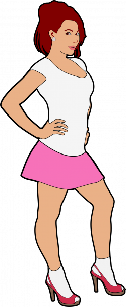 Clipart - Cheerful girl outline colored