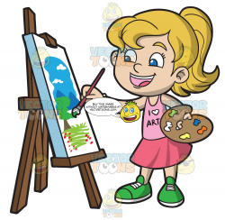 A Girl Painting A Landscape