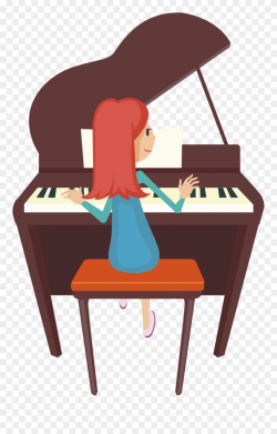 Piano Clipart Two - Cartoon Girl Playing Piano - Png ...