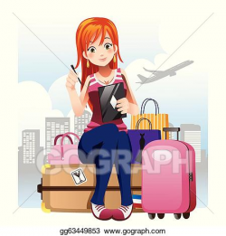 Vector Illustration - Traveling girl. EPS Clipart gg63449853 ...