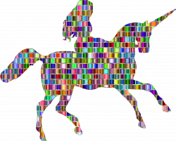 Clipart - Chromatic Mosaic Woman Riding Unicorn