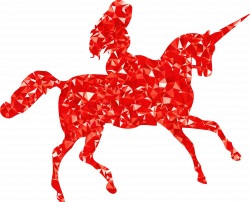 Clipart - Ruby Woman Riding Unicorn