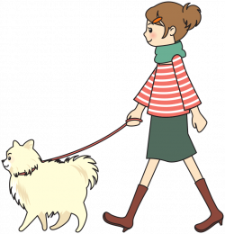 Clipart - Woman walking a dog