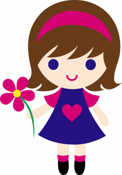My clip art of a little girl holding a pink daisy. | Sweet Clip Art ...