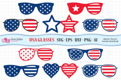 4th of July Glasses SVG. Clip art in Svg, Eps, Dxf, Ai, Png.