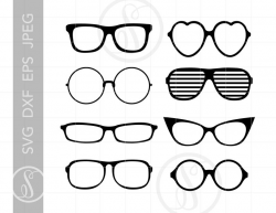 Sunglasses Svg Cut File Clipart Downloads | Eyeglasses Svg Dxf Pdf  Silhouette Cut Files | Glasses Clipart Svg SC173