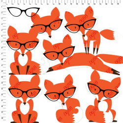 Foxes in Glasses Digital Clipart INSTANT DOWNLOAD by ...