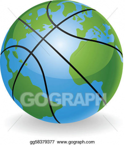Clip Art Vector - World globe basketball ball concept. Stock ...