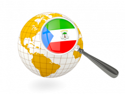 Magnified flag with globe. Illustration of flag of Equatorial Guinea