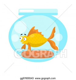 Vector Art - Golden fish in transparent aquarium isolated on ...