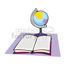 globe on a table with a book clipart. Royalty-free clipart # 139373