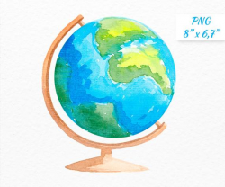 School clipart Globe clipart Teacher clipart Watercolor clipart Commercial  use School supply clipart Education Study Lesson clipart Download