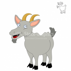 Vector image of grey cartoon funny goat - Animals And Pets ...