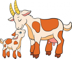 Cartoon Farm Animals for Mother Goat With Her Baby premium ...