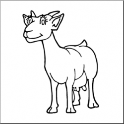 Clip Art: Cartoon Goat: Nanny Goat B&W I abcteach.com | abcteach