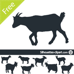 Vector Silhouettes Of Goats | Nigerian Dwarf Goat Clipart ...