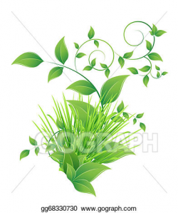 Vector Clipart - Bunch grass and green leaves. Vector ...