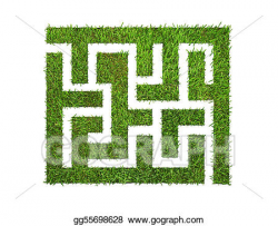 Drawing - Green grass maze, isolated on white. Clipart ...