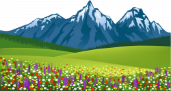 HD Grass Clipart Scenery - Mountain With Flowers Clipart ...