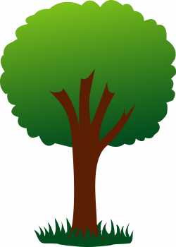 Simple Green Tree in Grass - Free Clip Art
