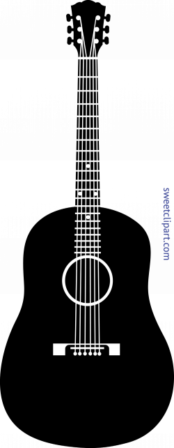 Acoustic Guitar Black Silhouette Clip Art - Sweet Clip Art