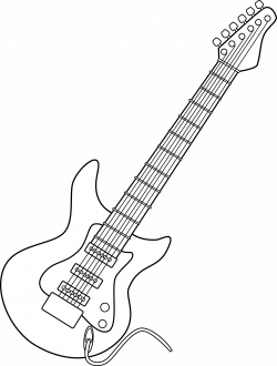 Electric Guitar Line Art - Free Clip Art