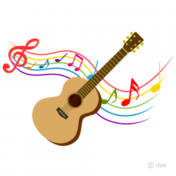 Guitar and Colorful Note Music Clipart Free Picture｜Illustoon