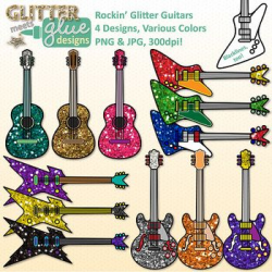 Glitter Guitar Clip Art: Music Instrument Graphics {Glitter ...
