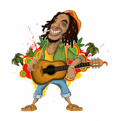 Rastafari Cartoon Reggae Illustration - Guitar man 1181*1181 ...