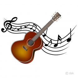 Guitar and Musical Note Waving Clipart Free Picture｜Illustoon