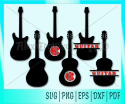 Guitar Monogram Svg - Guitar Clipart Svg Png DXF EPS PDF files