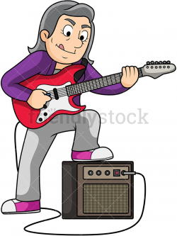 Old Woman Playing Electric Guitar | art | Vector clipart ...