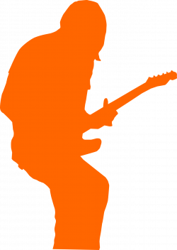 Orange silhouette of bass guitar player free image