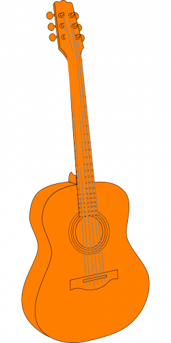 Acoustic orange guitar musical instrument drawing free image