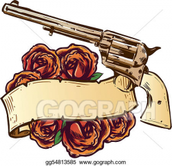 EPS Illustration - Guns and roses with banner illustration ...