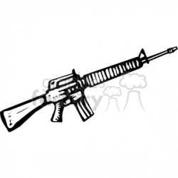 black and white machine gun M16 clipart. Royalty-free clipart # 173665