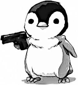 penguin gun cute pinguin fofo sticker blackandwhite fre...