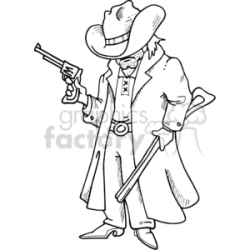 gunslinger holding a pistol and rifle clipart. Royalty-free clipart # 373474